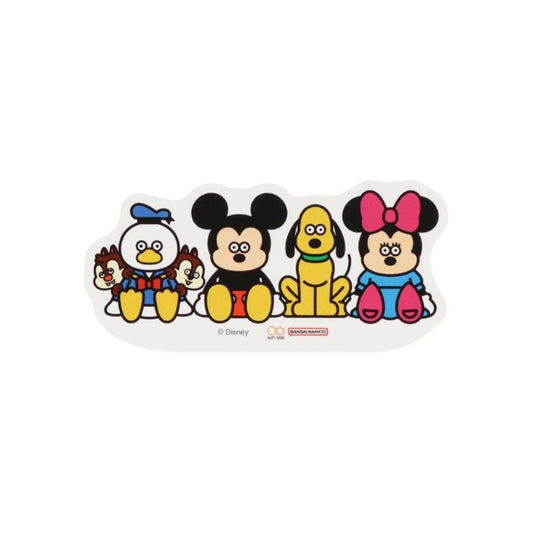 A sticker featuring four Disney characters: Mickey Mouse, Donald Duck, Minnie Mouse, and Pluto.