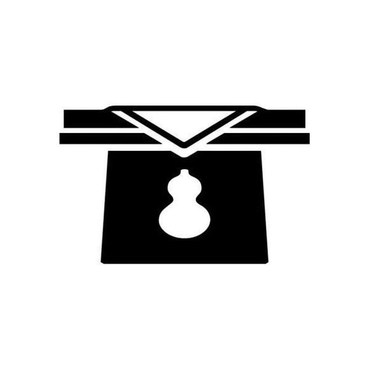A simple black and white icon depicting a square with a gourd-like shape in the center.