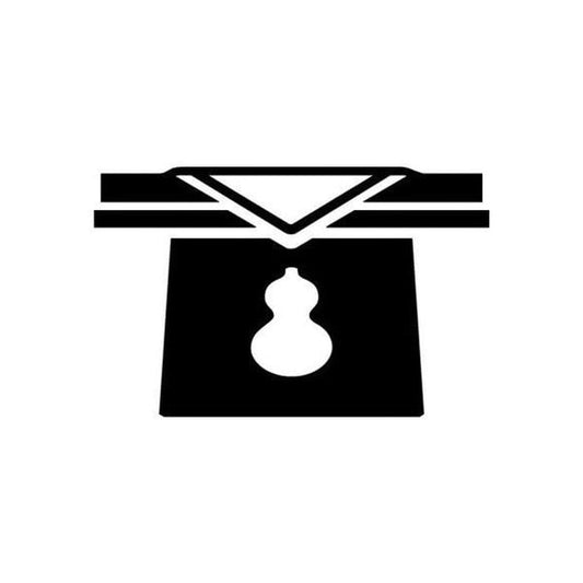 A simple black and white icon depicting a square with a gourd-like shape in the center.