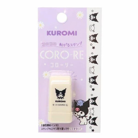 A white eraser with a black and white design featuring a character from the Hello Kitty franchise.