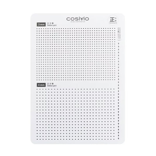 The image is a white, grid-like pattern with dots, and it appears to be a measuring tool or grid for a craft or sewing project.