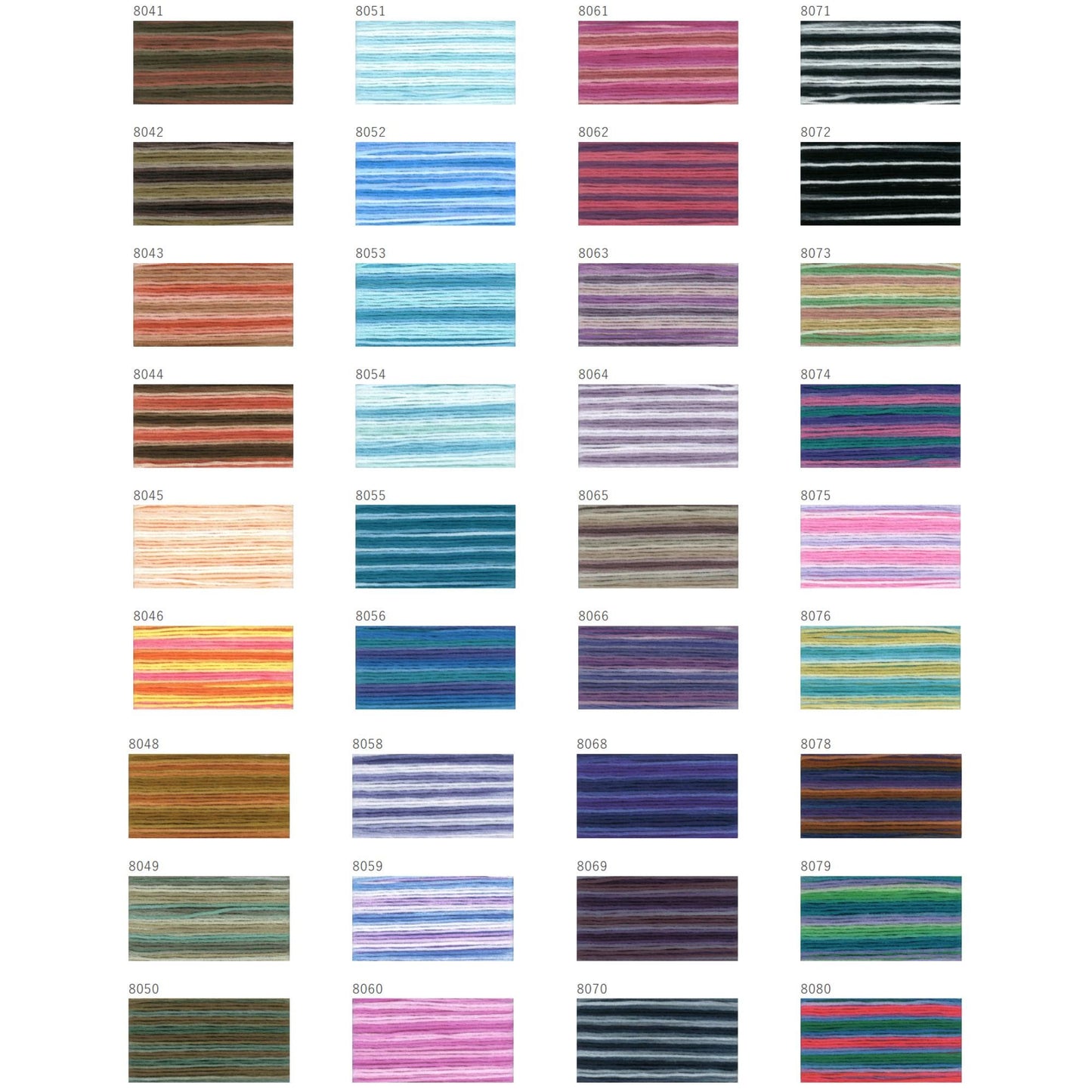 a grid of 24 different color swatches, each representing a unique color pattern.