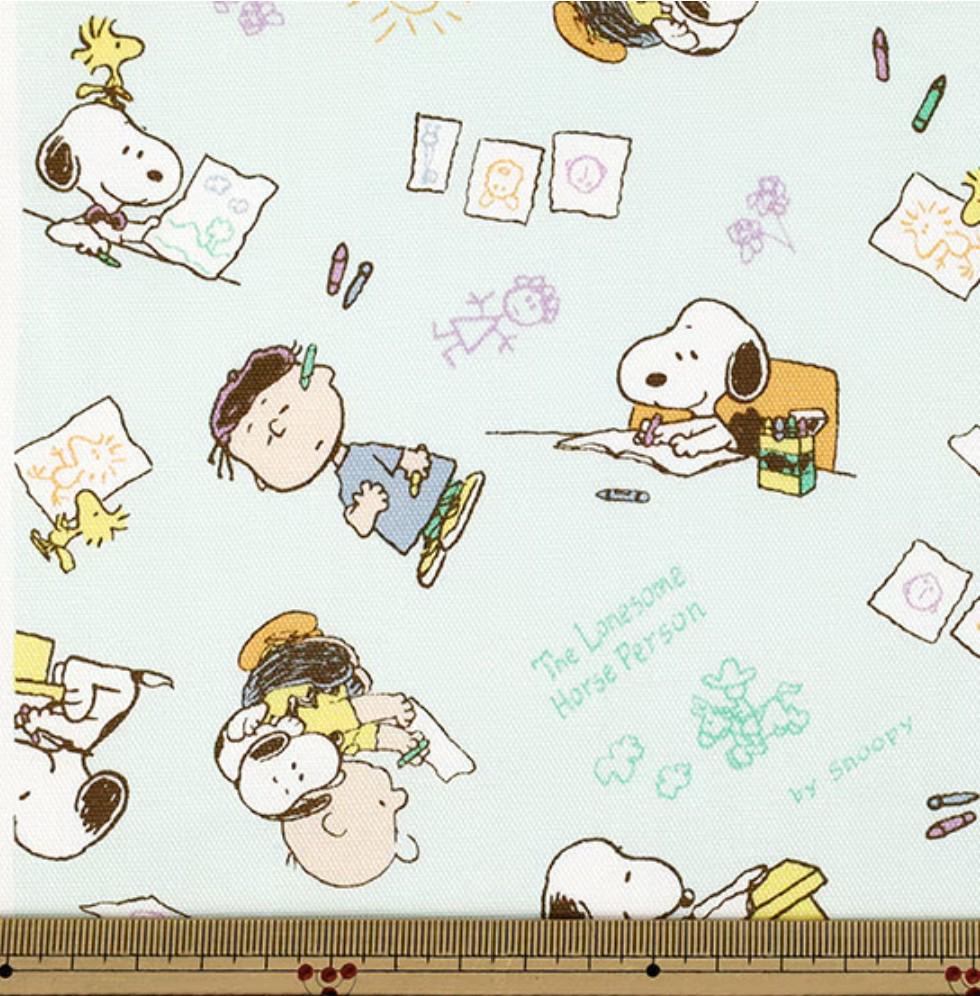 The image is a collage of various cartoon characters, including Snoopy, Woodstock, and other Peanuts characters, engaged in different activities such as drawing, writing, and playing with toys.