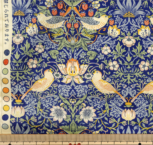 a vibrant and intricate floral pattern with birds and flowers in shades of blue, green, and yellow. The pattern is detailed and visually appealing, showcasing the artist's skill and creativity.