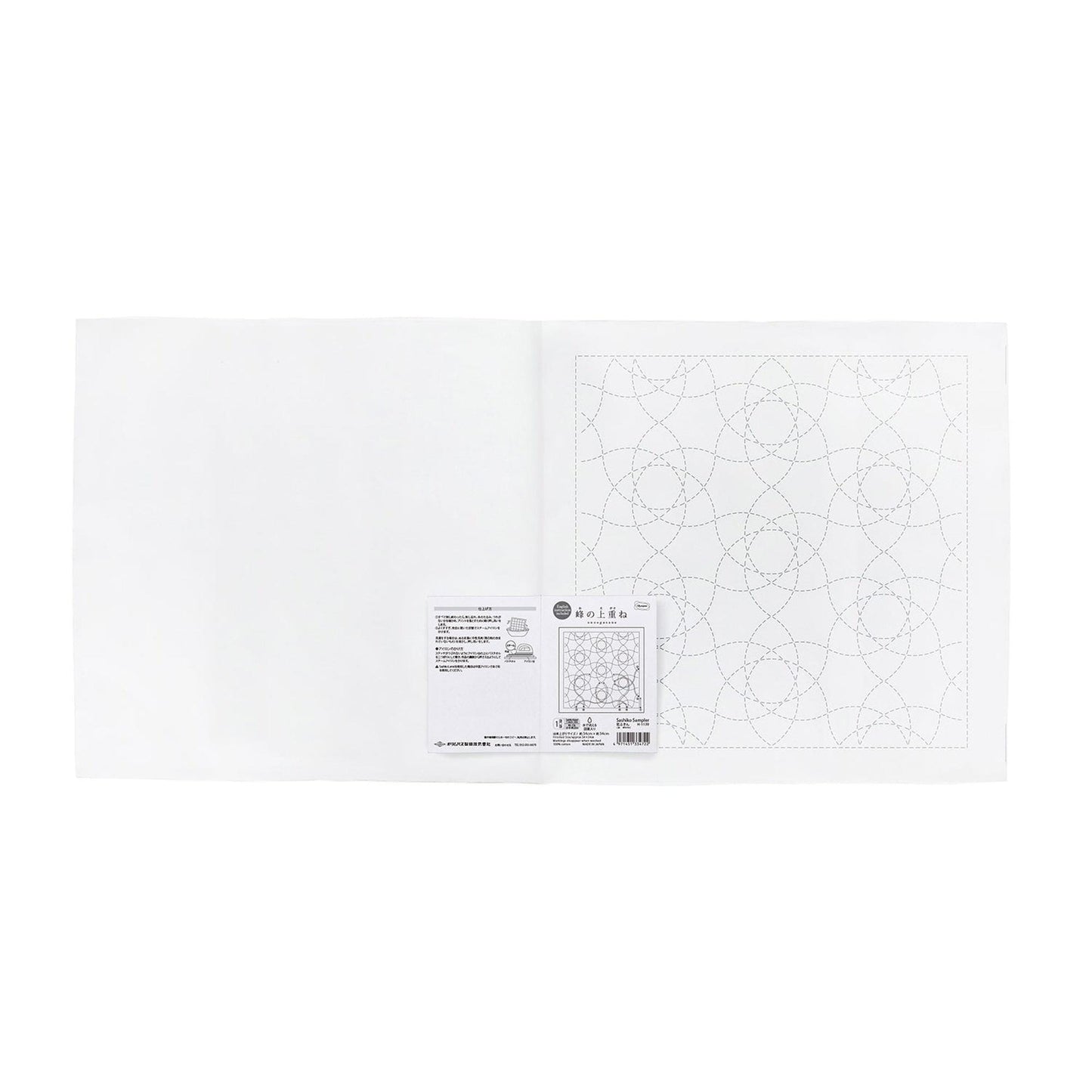 The image is a white square with a black and white pattern on the right side.
