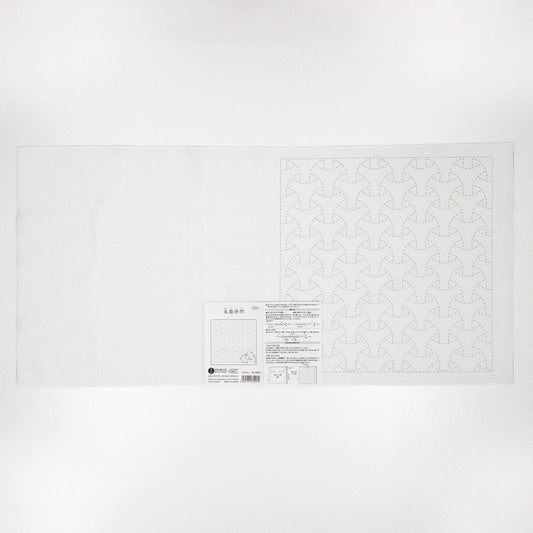 The image is a white sheet of paper with a repeating pattern of geometric shapes, such as a tessellation.