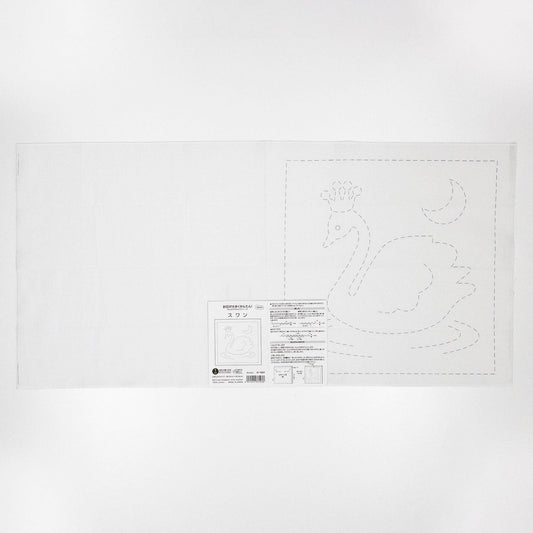 The image is a simple, black and white line drawing of a swan with a crown on its head, accompanied by a small label or text box.
