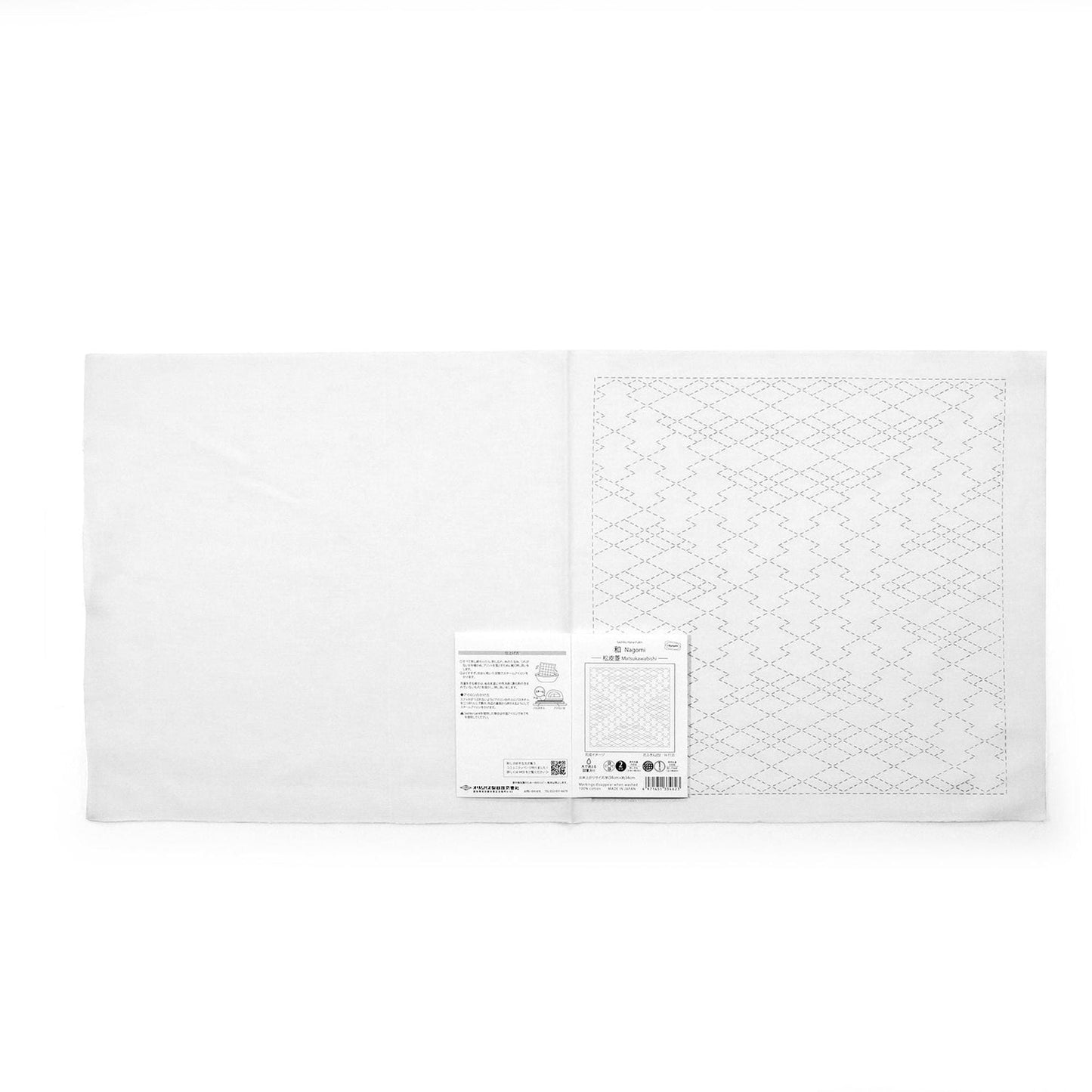 The image is a plain white square with a patterned square on the right side.