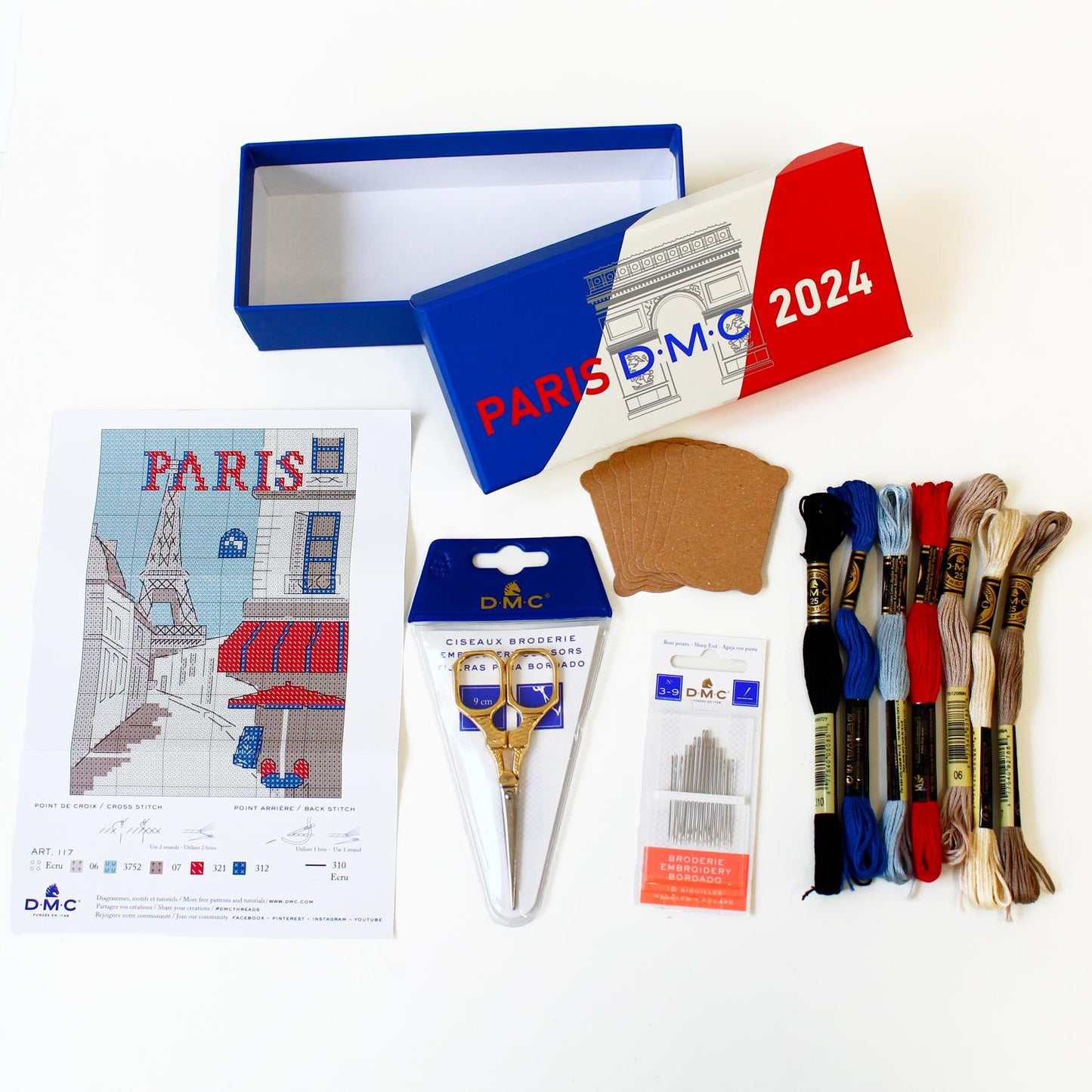 Limited Edition DMC Embroidery Set – Paris Olympic Themed Gift Box with Threads & Scissors