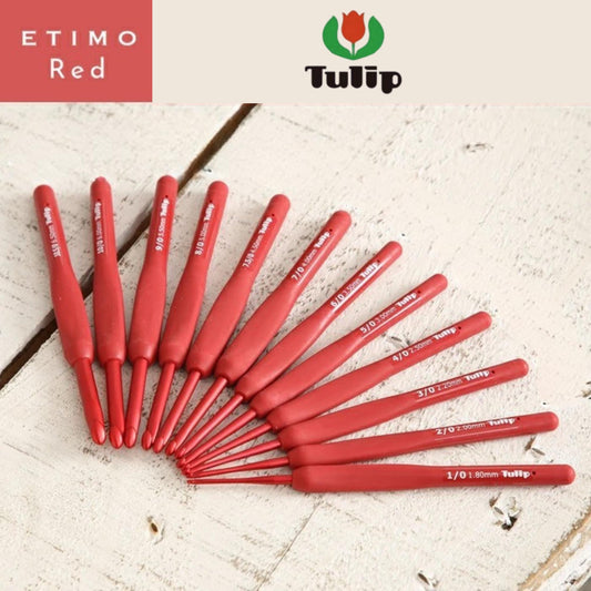 Crochet Hooks: Tulip Etimo Red Series (15 Sizes, Cushion Grip)