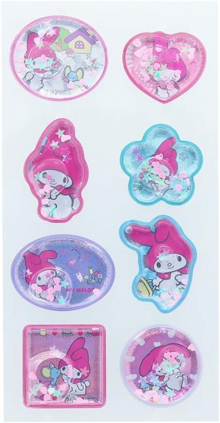 Sanrio My Melody Water Glitter Sticker Sheet (Pink, Moving Sparkle)