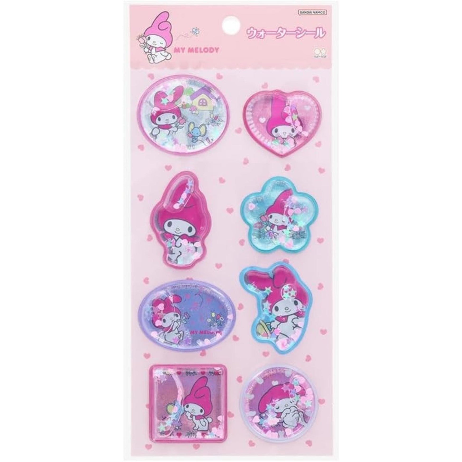 Sanrio My Melody Water Glitter Sticker Sheet (Pink, Moving Sparkle)