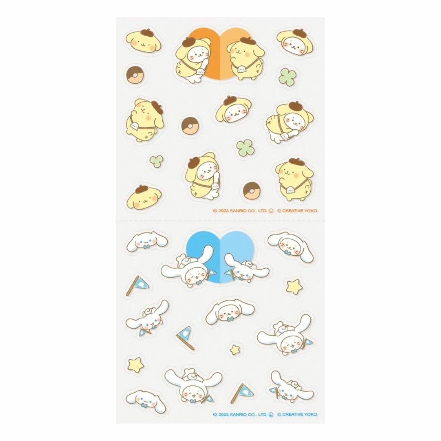 a collection of cartoon-style stickers featuring various cute and whimsical characters, such as a yellow cat, a blue cat, and other small animals. The stickers are arranged in a grid-like pattern, with some overlapping each other. The stickers appear to be intended for use as decorative elements or for personalizing items, such as notebooks or laptops.