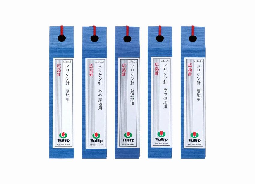 five blue labels with red text, each featuring Japanese text and the word "Tulip" along with a logo.
