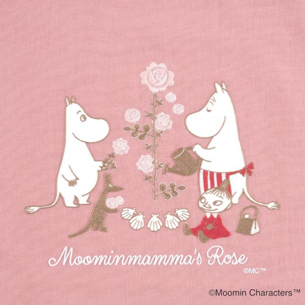 The image is a pink background with two white anthropomorphic animals, a cat and a dog, and a pink rose. The text "Moominnammass's Rose" is written below the illustration.