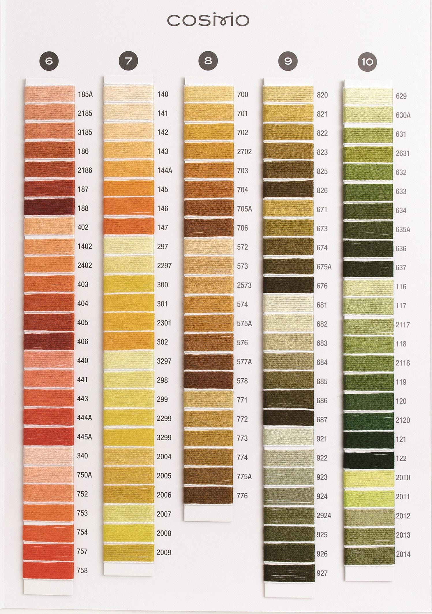 a color swatch chart with various shades of fabric or textile colors. The chart is organized into rows and columns, showing different color combinations and their corresponding numbers. The chart is designed to provide a visual representation of the available color options for a particular purpose, such as textile design or fashion.