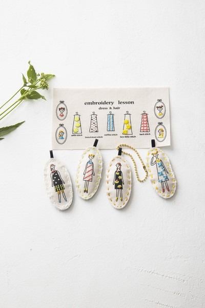 a collection of embroidery lessons, including dress and hair lessons, with various embroidery designs and patterns displayed alongside the text.