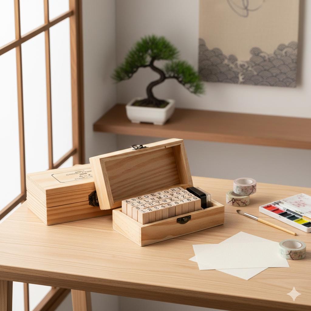 Alphabet and Number Stamps: Wooden Set with Ink Pad (Letters & Digits)