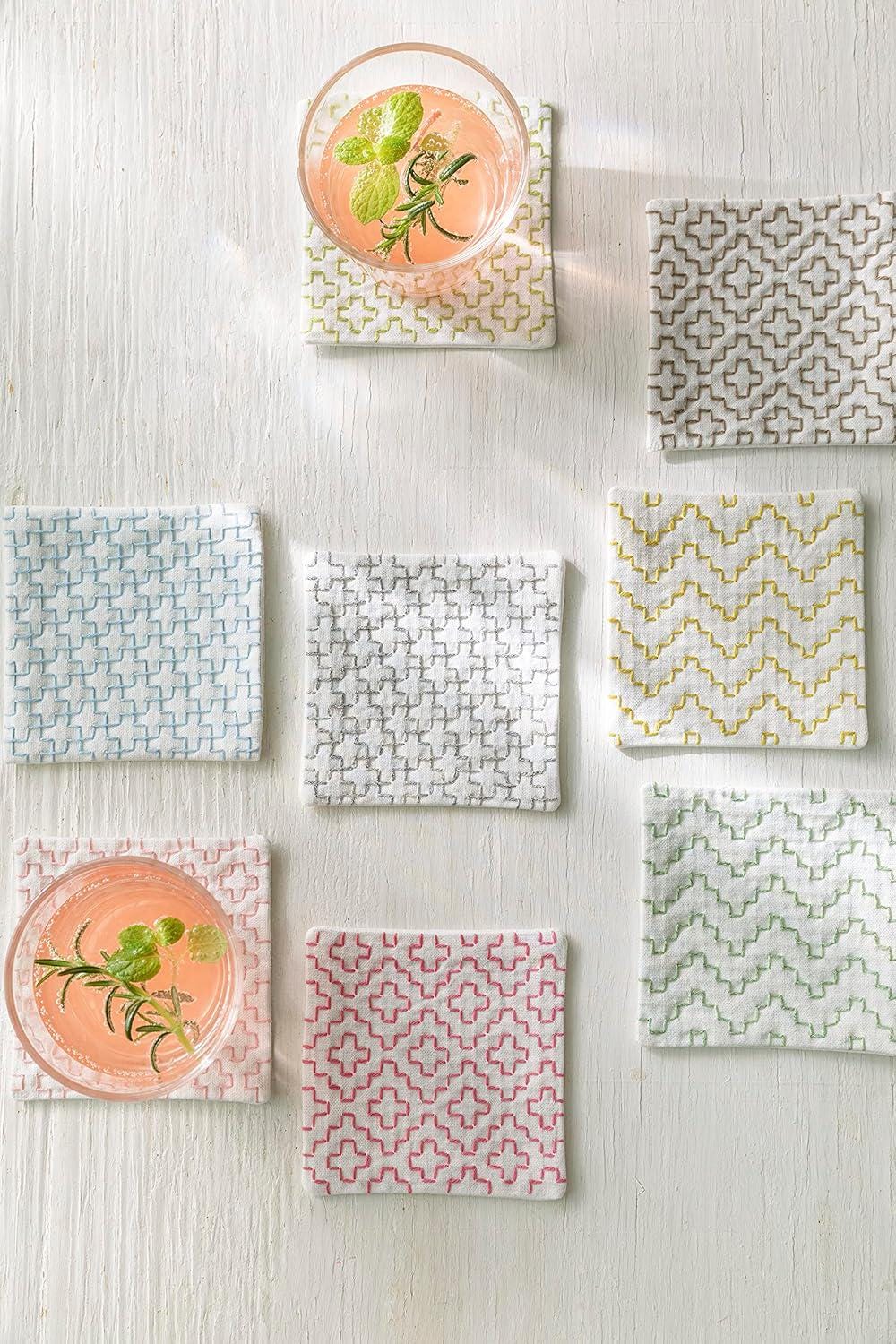 Hidamari Sashiko Sampler Fabric: Water-Soluble Cotton Linen Blend, Juji-Tsunagi - Linked Crosses