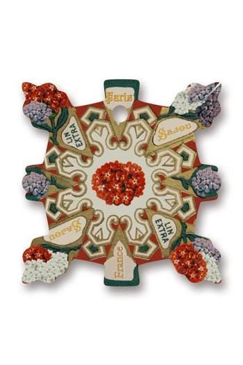 The image is a decorative piece featuring a floral design with various flowers and leaves.