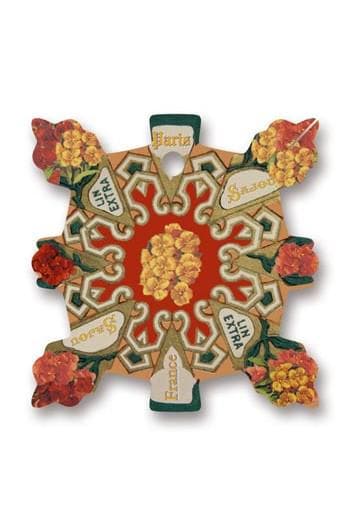 The image is a decorative piece featuring a floral design with various flowers and leaves.