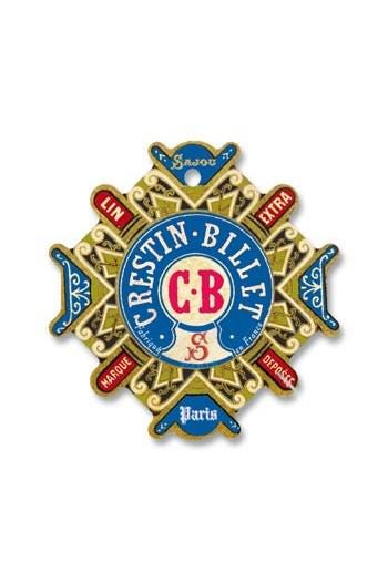 a decorative emblem with a blue and gold color scheme, surrounded by various texts and symbols.
