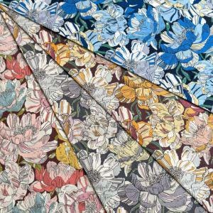The image is a collage of various colorful floral patterns, including blue, pink, yellow, and gray flowers. The patterns are arranged in a visually appealing manner, showcasing the diversity and beauty of the floral designs.