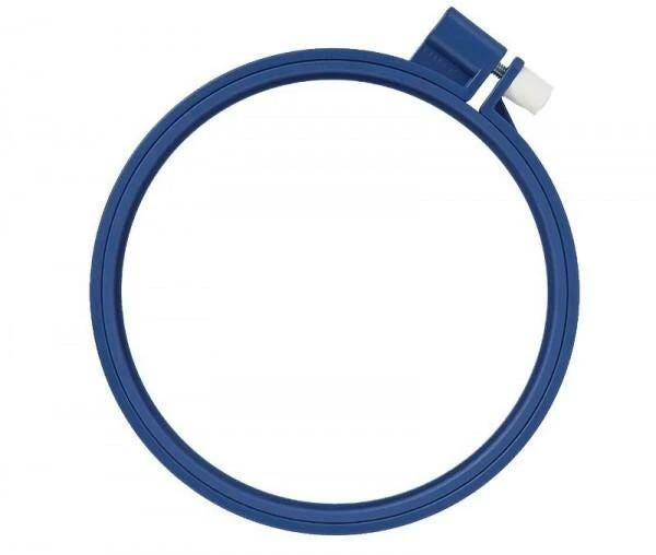A blue plastic hoop with a white connector on the top.