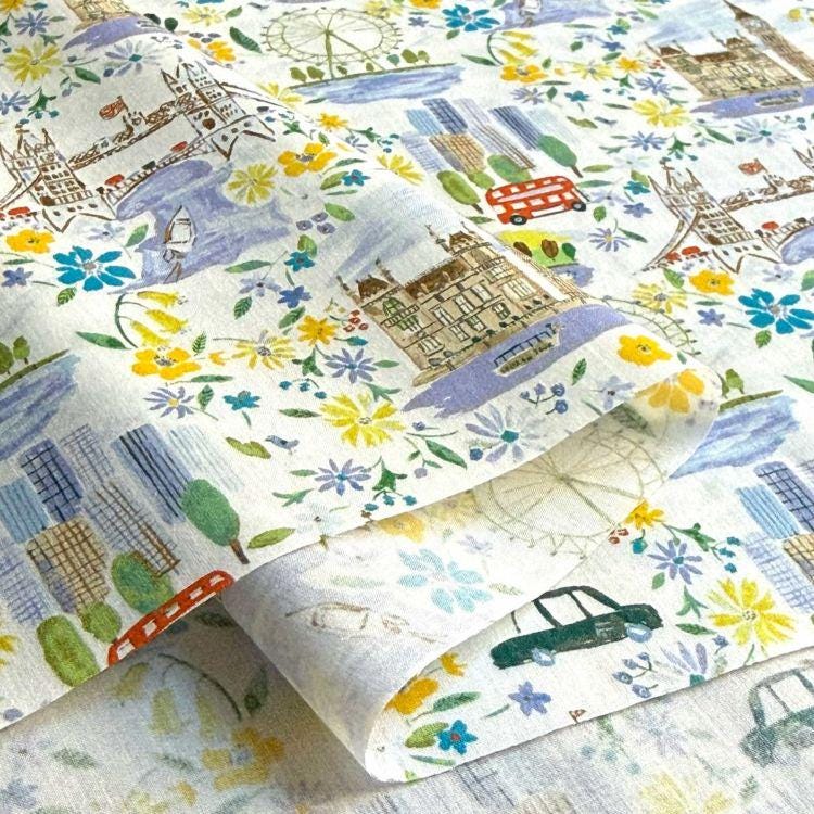 The image is a collage of various city scenes, including landmarks, vehicles, and buildings, all depicted in a colorful and detailed manner.