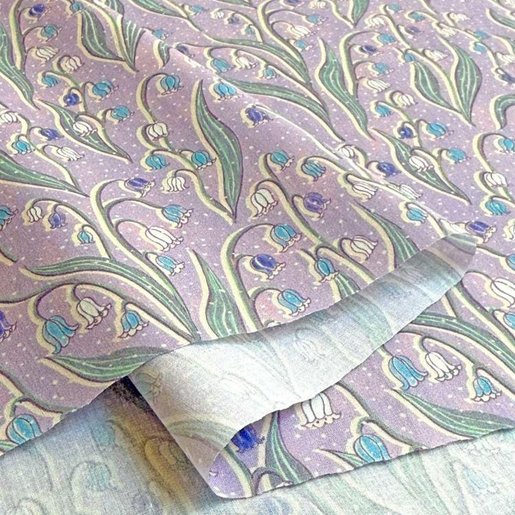a fabric with a repeating pattern of blue and white flowers, creating a visually appealing and intricate design.