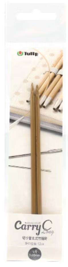 A package containing a set of knitting needles, with a close-up image of the needles on the packaging.