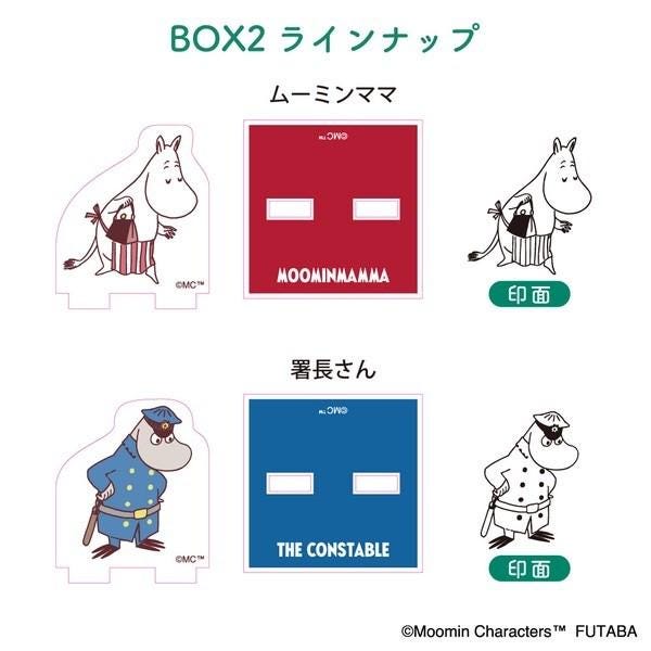 four different cartoon character cutouts, each with a unique design and color scheme. The cutouts are labeled with Japanese text and English text, indicating the character's name and possibly a description or slogan. The cutouts are arranged in a grid format, with two rows and two columns, and the image contains a total of four distinct characters.