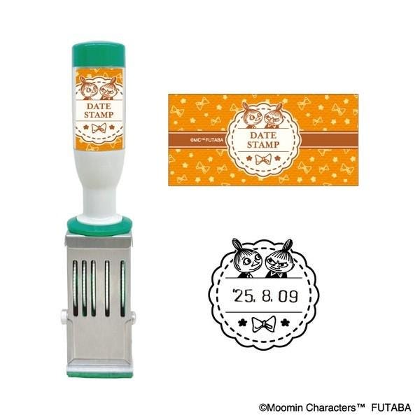 a date stamp and a stamping tool, both with a playful and colorful design.