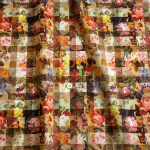 The image is a collage of various colorful floral patterns, including roses, lilies, and other flowers, arranged in a grid-like pattern.