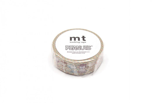 A roll of Peanuts masking tape against a white background.