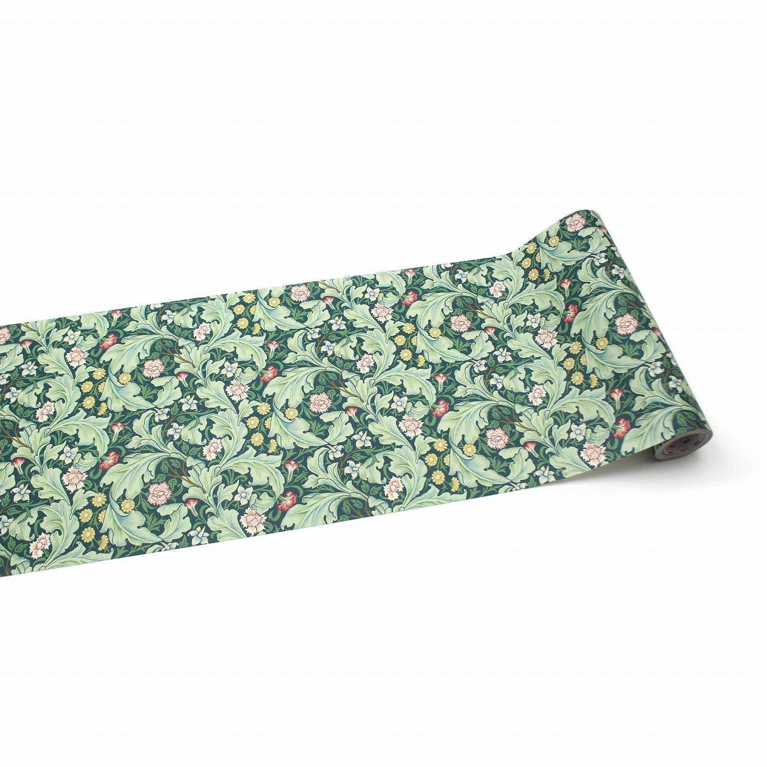a roll of paper with a floral pattern on it, placed on a white background.
