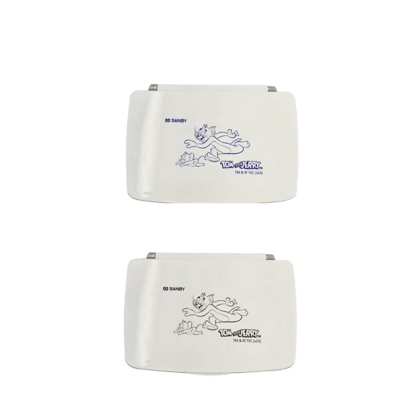 two identical white rectangular objects with blue text and cartoon-style illustrations on them.