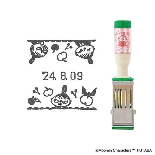 a stamp with a design featuring a character and the date "24.8.09". There is also a bottle with a label that includes a character and the date "24.8.09".