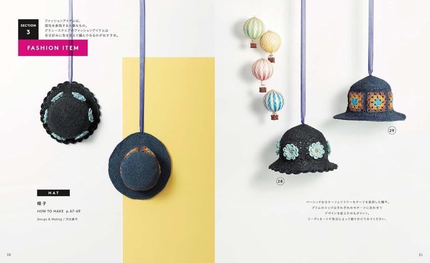 The image is a fashion item display featuring hats and hot air balloons.