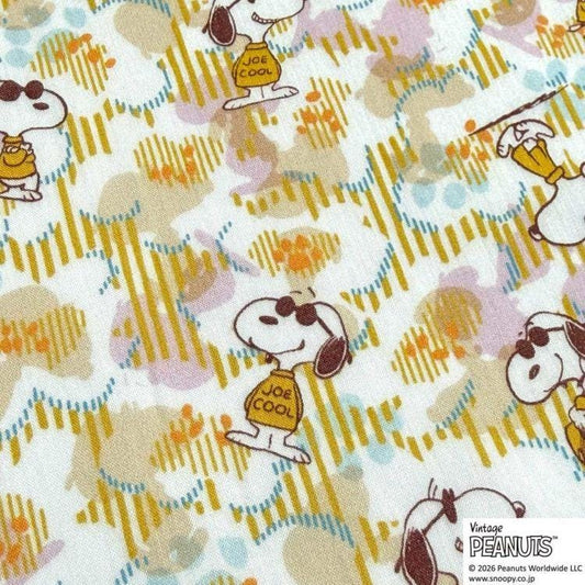 a repeating pattern of cartoon characters, including Snoopy, the beloved Peanuts character, wearing sunglasses and holding a sign that says "Job Cool".