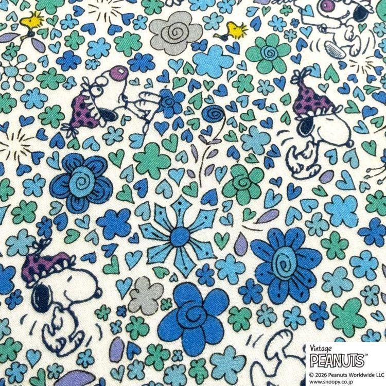 The image is a collage of various cartoon characters and floral designs, including Snoopy, a character from the Peanuts comic strip.