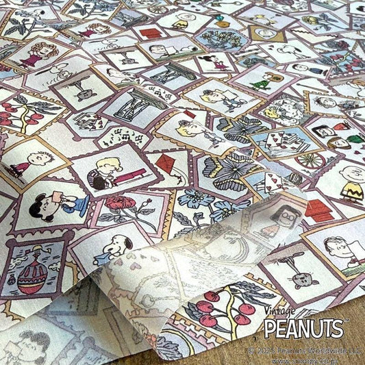 The image is a collage of various Peanuts-themed illustrations, including characters, scenes, and objects, arranged in a visually engaging manner.