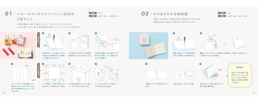 The image is a detailed instructional guide for creating a small book, with step-by-step instructions and illustrations.
