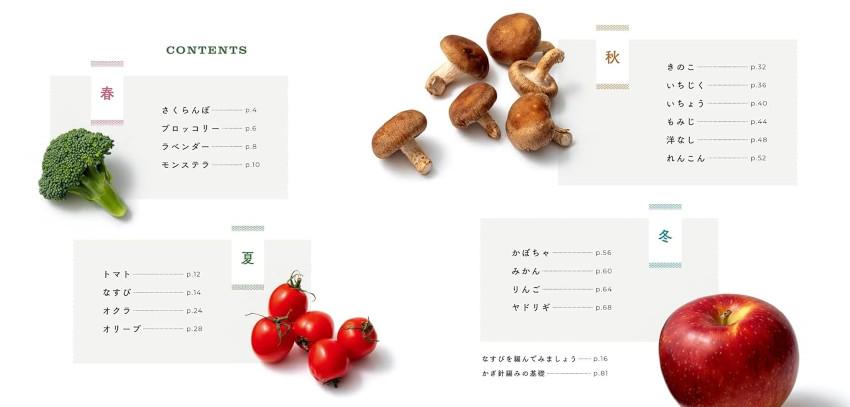 The image is a collage of various vegetables and fruits, including mushrooms, broccoli, tomatoes, and an apple, arranged in a visually appealing manner.