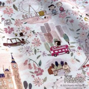The image is a collage of various cartoon characters and scenes, including Peanuts characters, a ferris wheel, a clock tower, and other iconic landmarks.