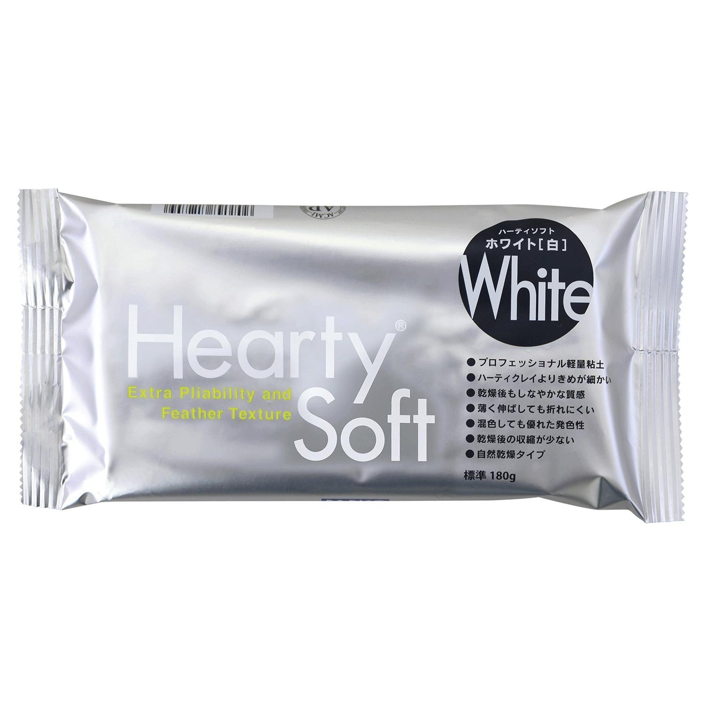 A silver-colored package of "Hearty Soft" yogurt, which is described as a "Extra Pulence and Feathery Texture".