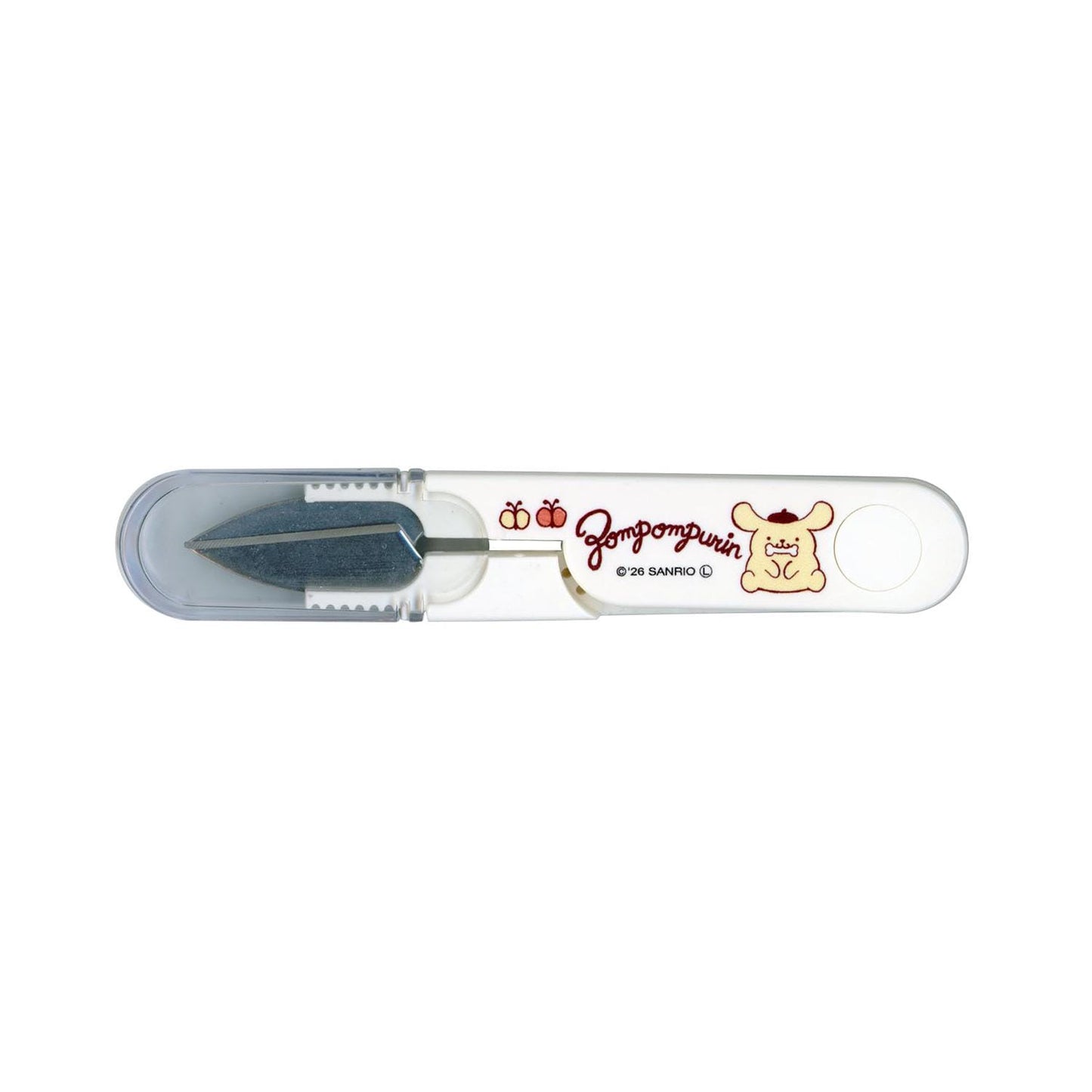 A pair of scissors with a cartoon character on the handle.