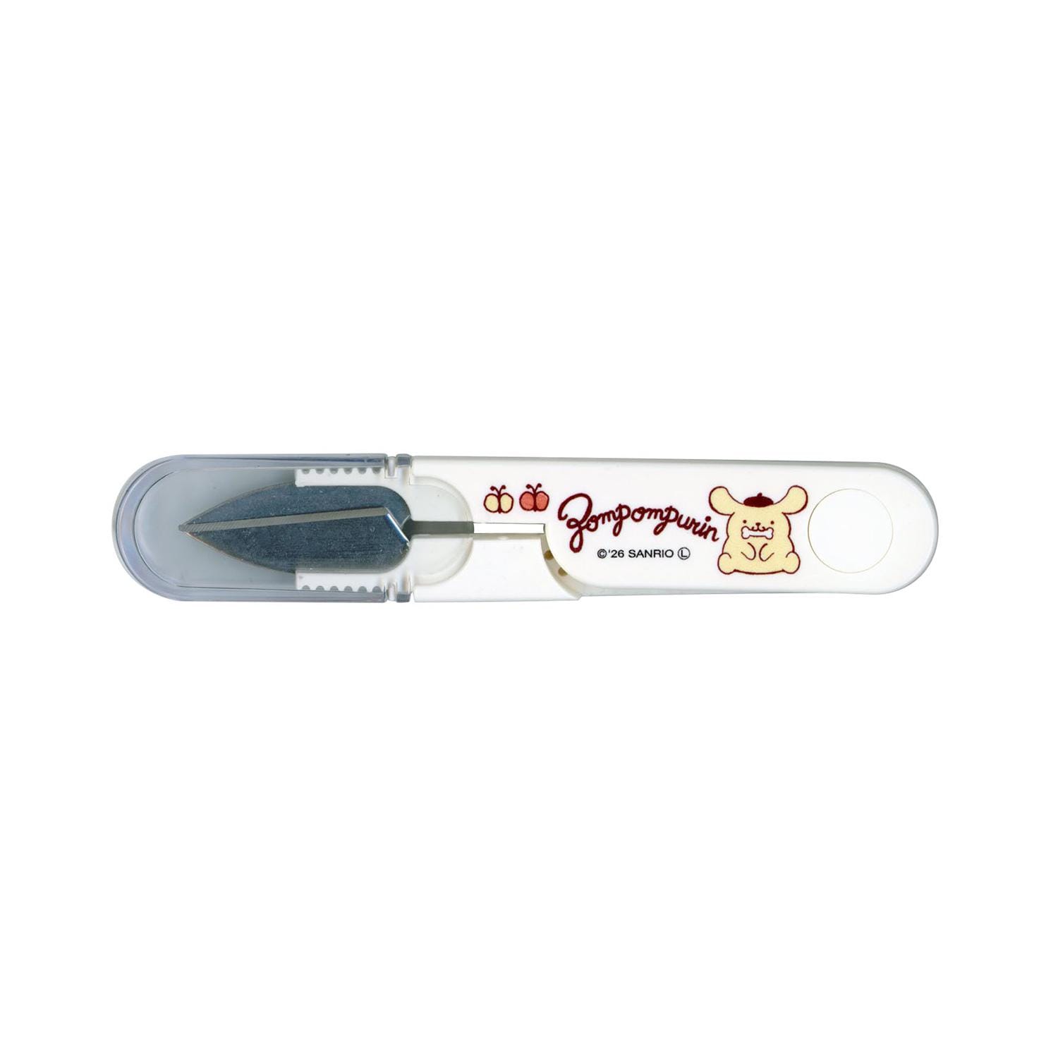 A pair of scissors with a cartoon character on the handle.