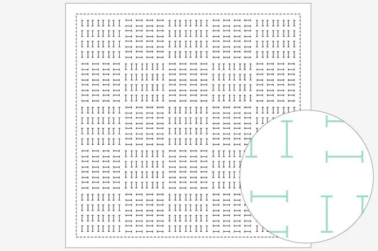 a grid-like pattern with a large number of small black squares arranged in a square format.