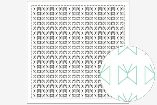 a repeating pattern of black and white geometric shapes, creating a visually striking and intricate design.